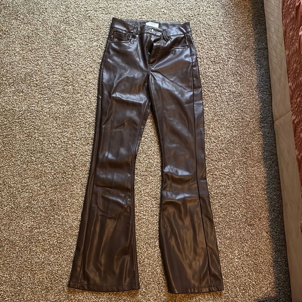 brown leather pants